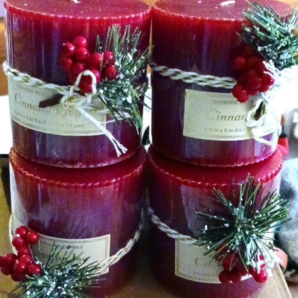 Other - 4 cinnamon pillar candles New